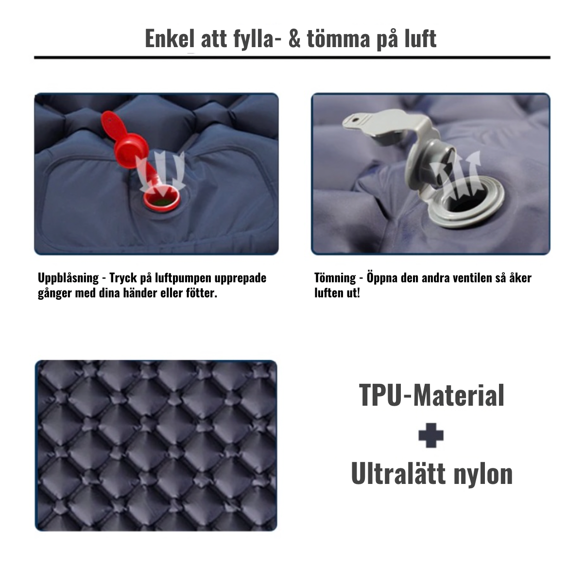 Campingmadrass - med inbyggd fotpump