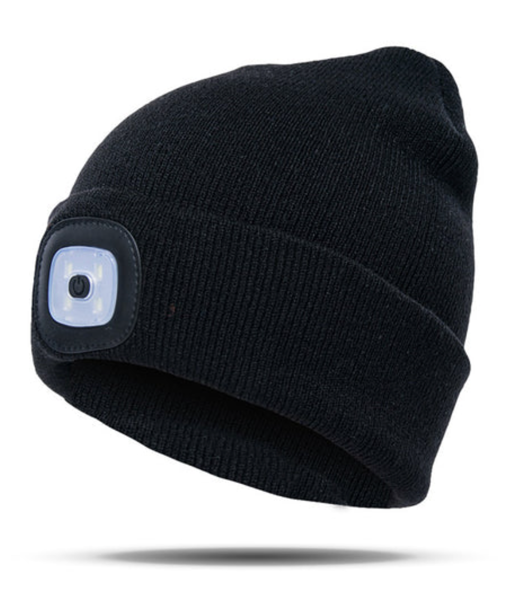 LED-Beanie - Stickad mössa med inbyggd LED-lampa!